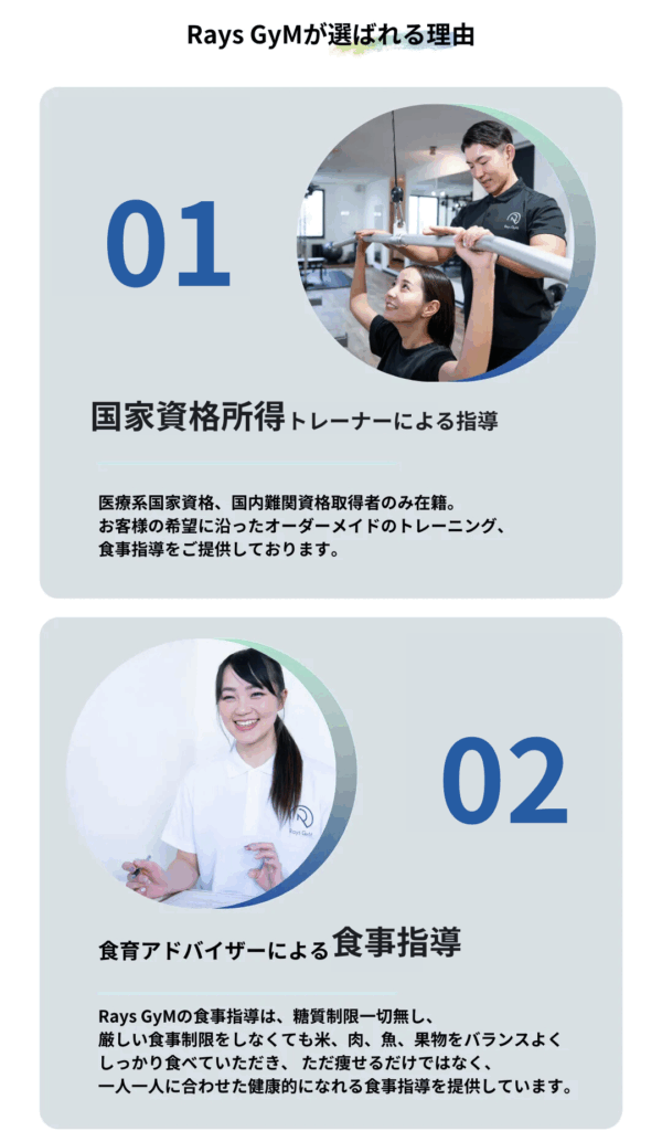 Rays GyMが選ばれる理由